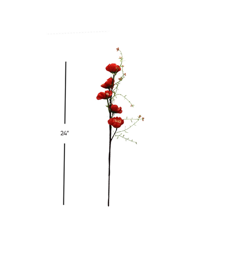 red flower branch small 24" china d349