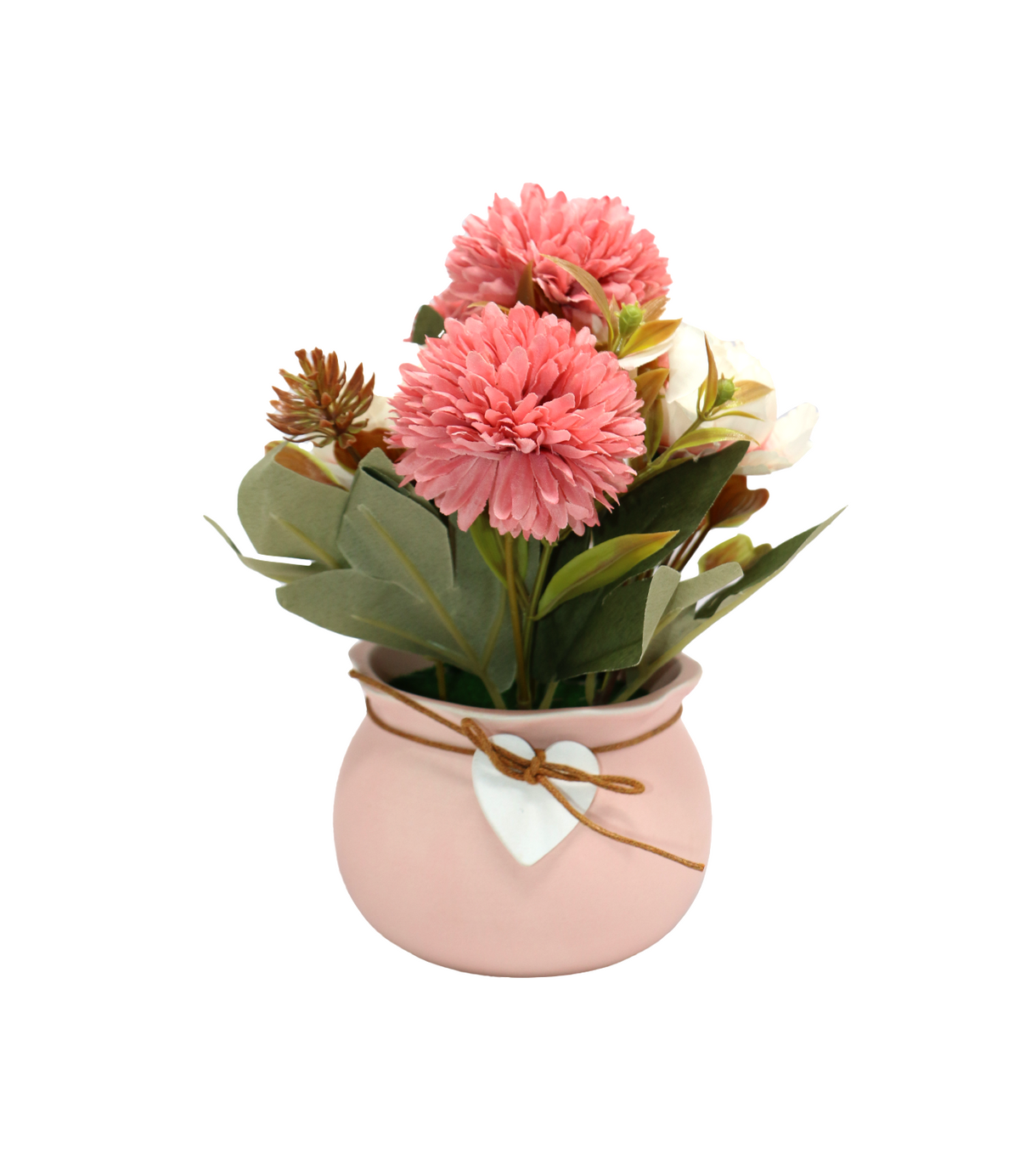 pink & white flower with ceramic pot china