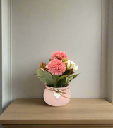 pink & white flower with ceramic pot china