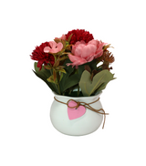 red & pink flower with ceramic pot china