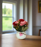 red & pink flower with ceramic pot china