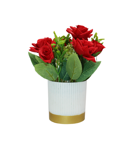 red flower with plastic pot china