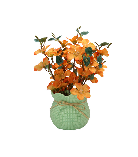 orange flower with plastic pot china 078-1