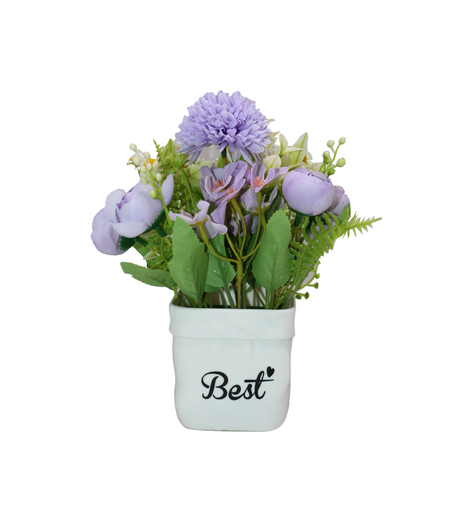 purple flower with plastic pot china 068