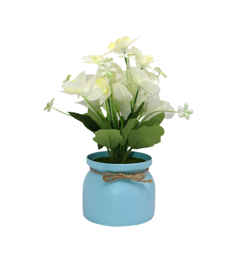 white flower with plastic pot china 061