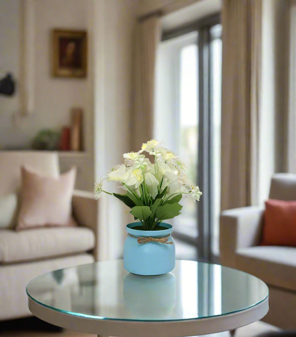 white flower with plastic pot china 061