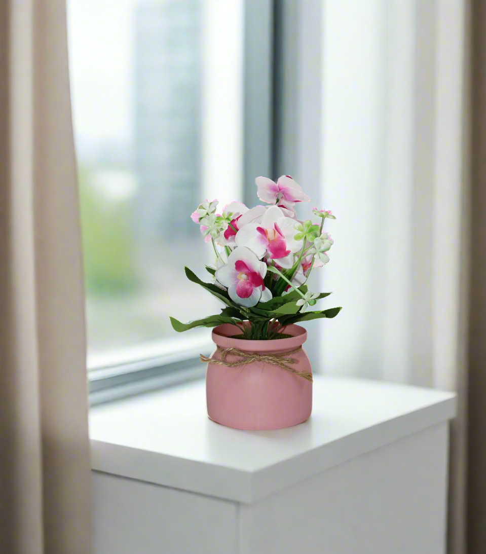 2tone pink flower with plastic pot china 061