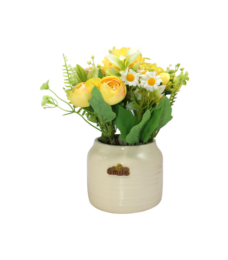 yellow flower with ceramic pot china 2309-1