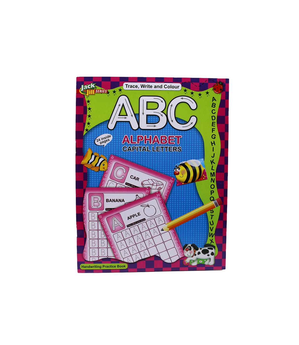 jack n jill abc alphabet capital trace write and colour book