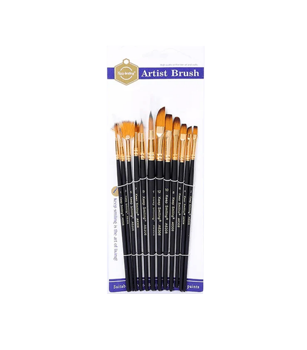 keep smiling artist paint brush 12pc a6308