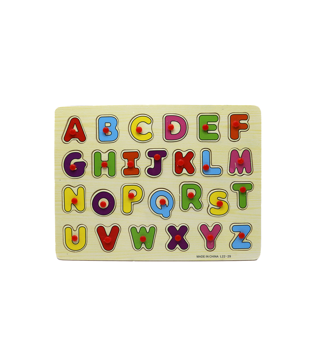 wooden peg board alphabet puzzle l22-30