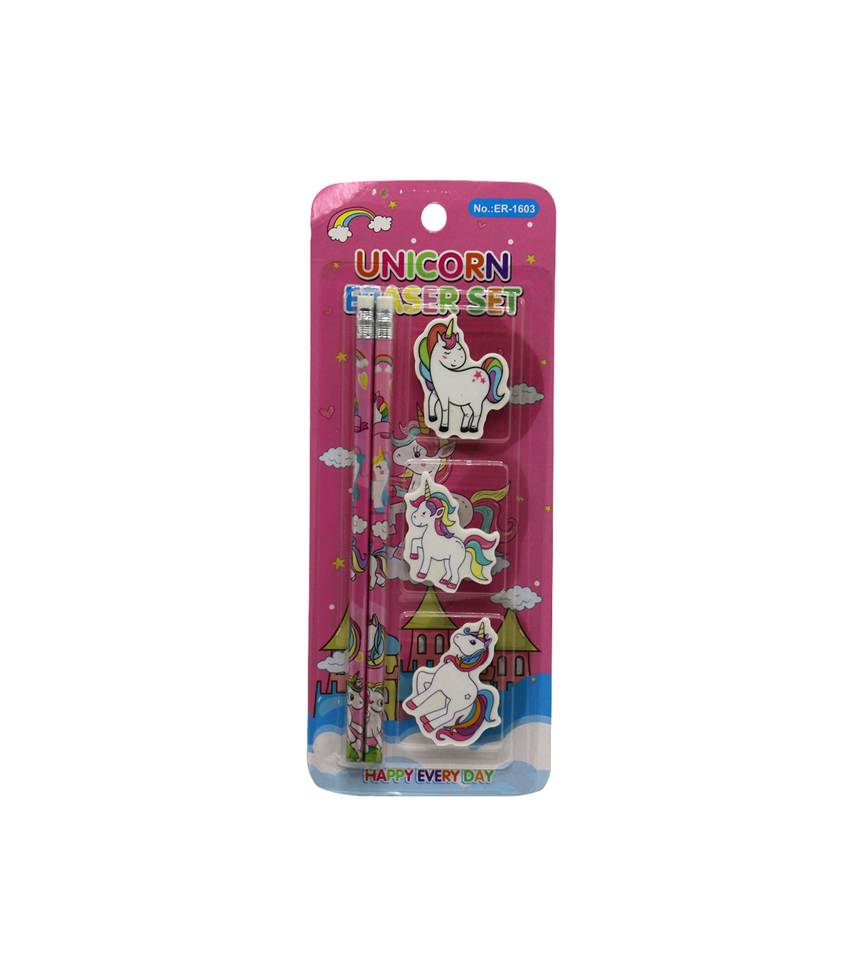 unicorn erasesr set stationery set 1603