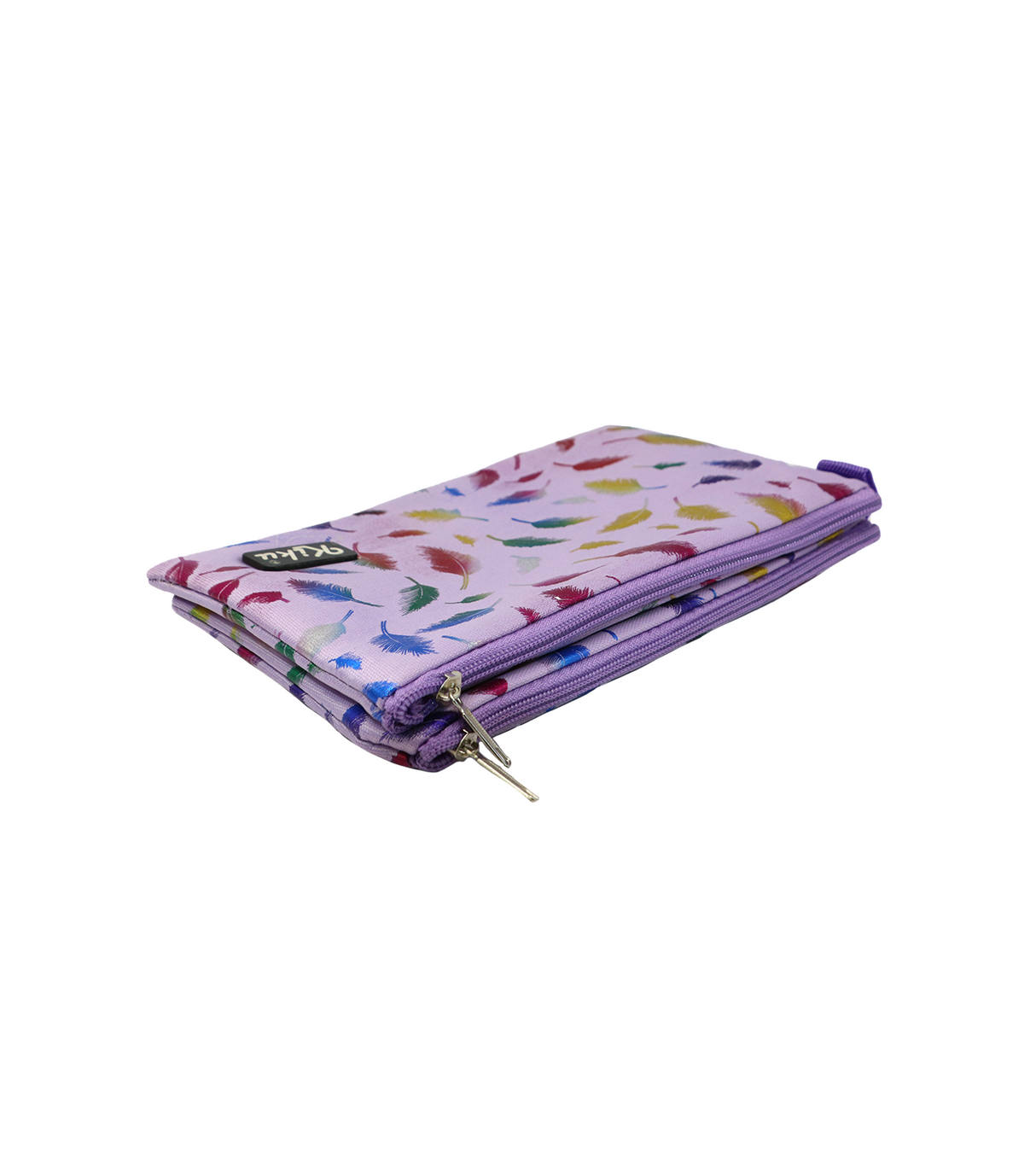 zipper pouch with 2 zip feather