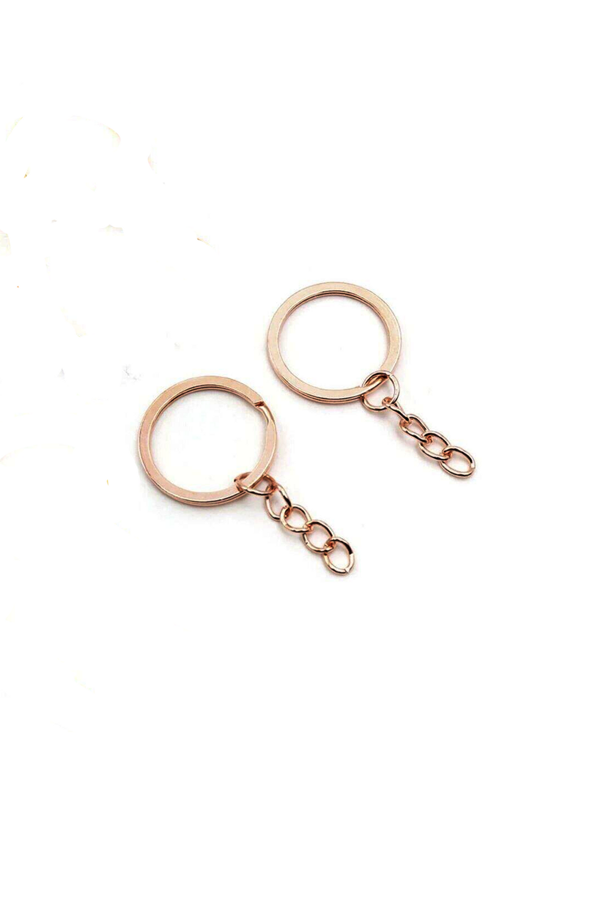 resin metal key chain rings rose gold 4pc 25mm