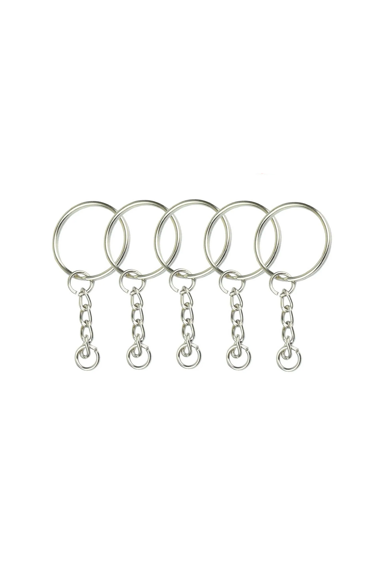 resin metal key chain rings silver 4pc 25mm