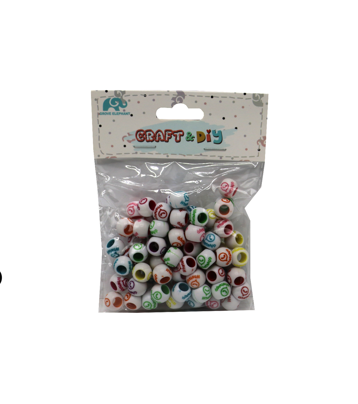 craft & diy beads whatsup print 70pc  7868