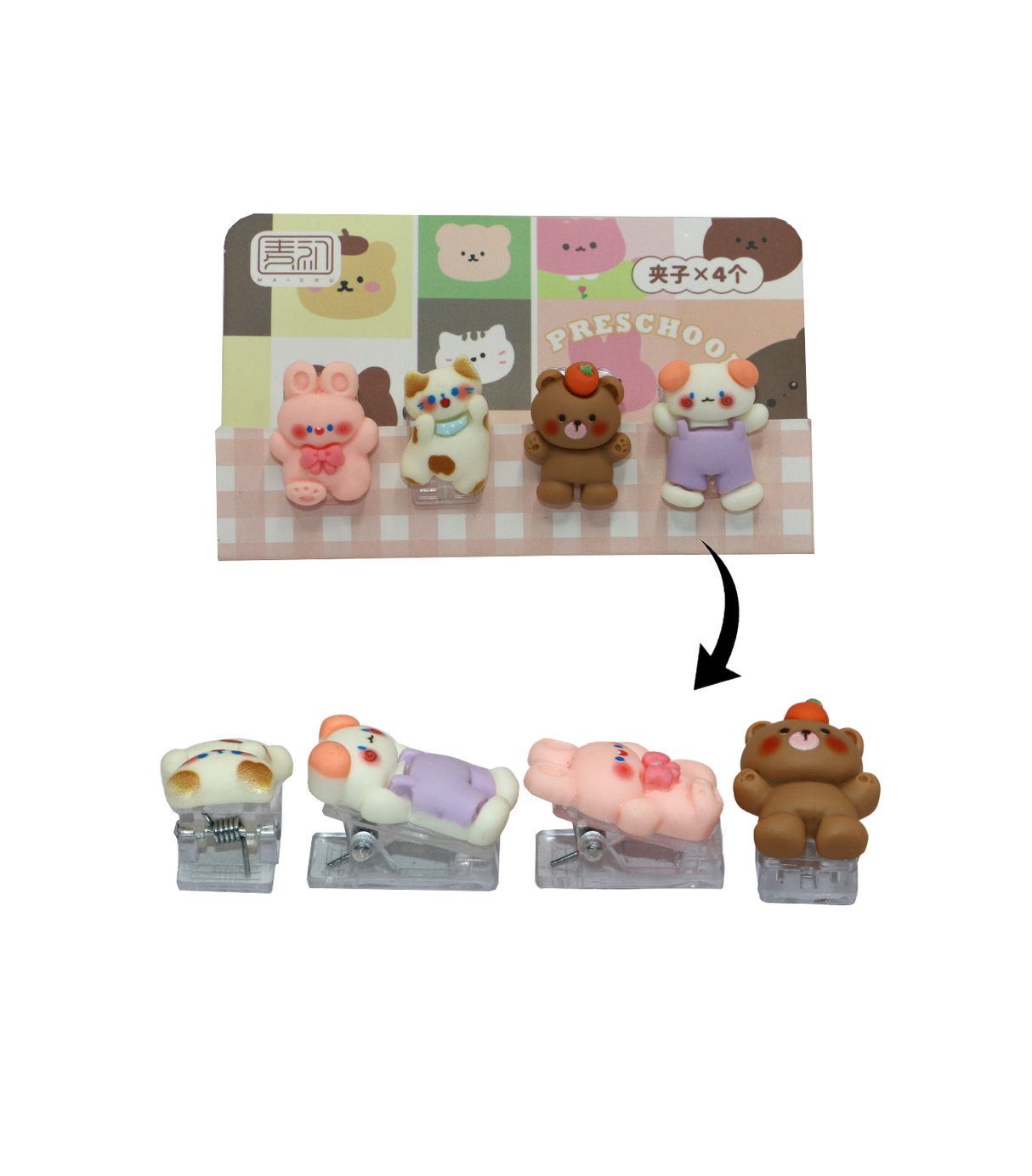 paper binder 4pc withcute mini bear china mc-0032