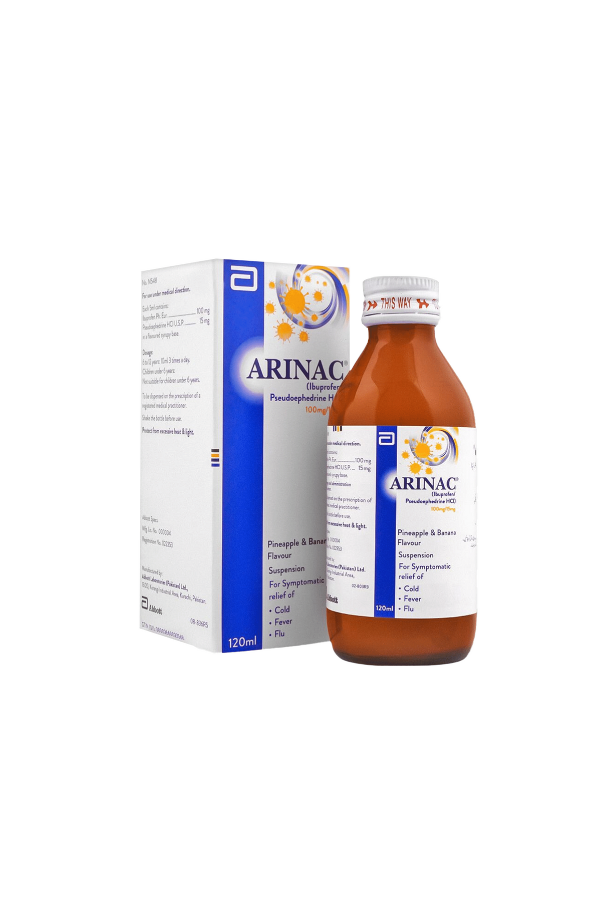 syp arinac 100mg/15mg 120ml abbot