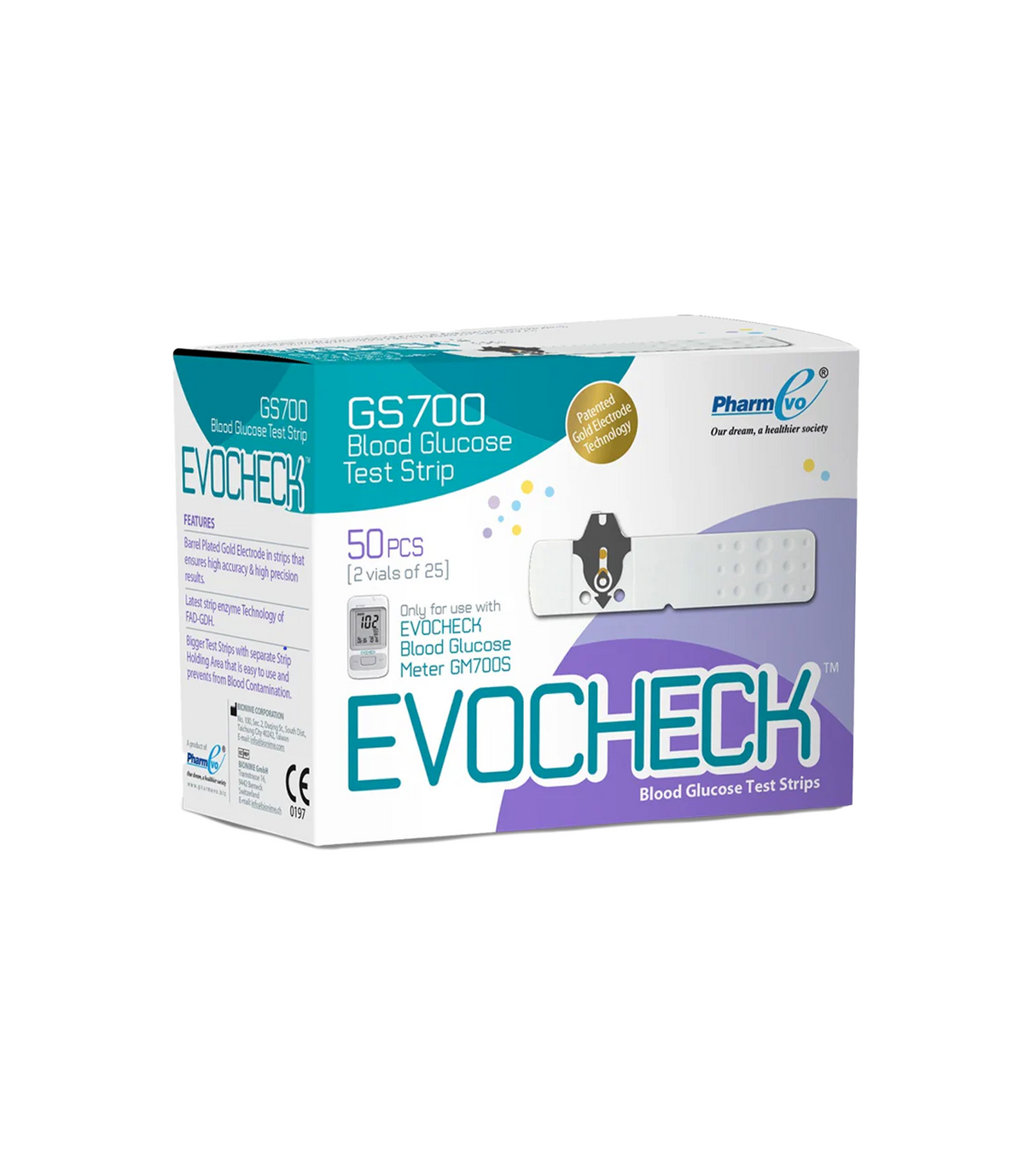 evocheck blood glucose test strips 2x25s 2s