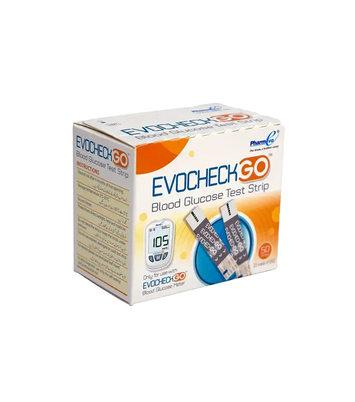 evocheck go blood glucose test strips 2x25s 2s