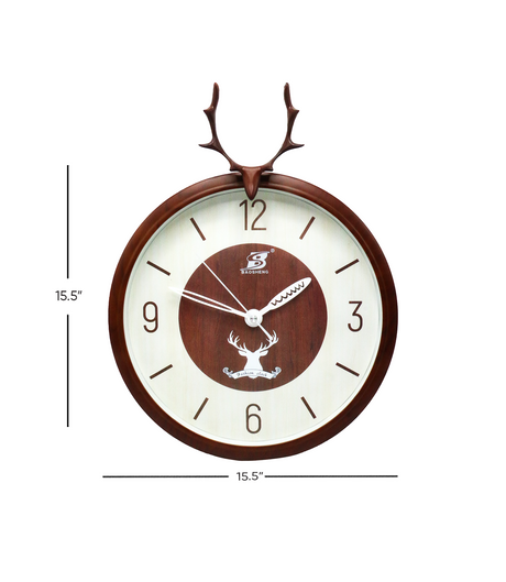 brown wall clock deer 15''x12'' china 3208