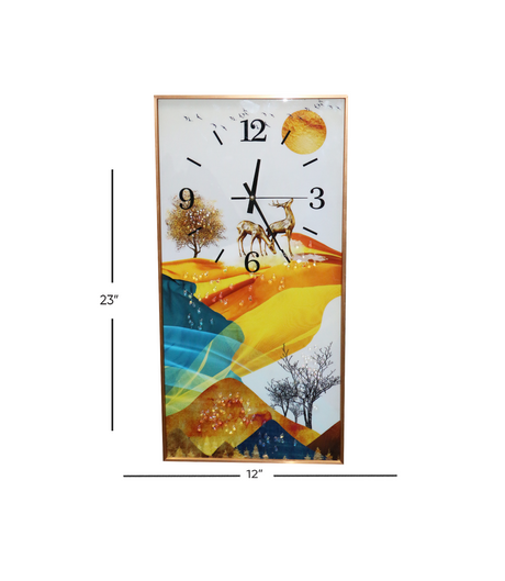 clock with painted glass scenery frame 23''x12'' china 3060