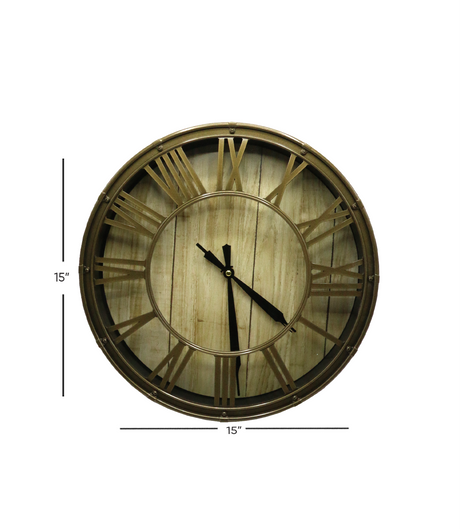 wall clock classic brass color 15'' china 2962-3