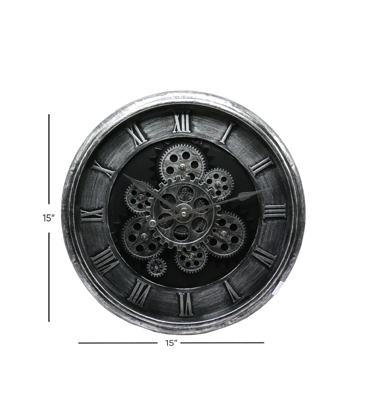 antique look wall clock with moving gear 15'' china 8312d