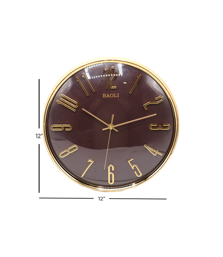 wall clock gold coffee 12" china d712