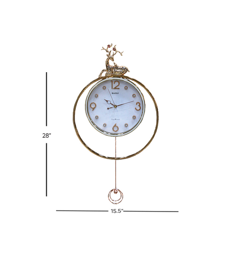 wall clock with pendulum white 28''x15.5'' china 5841p