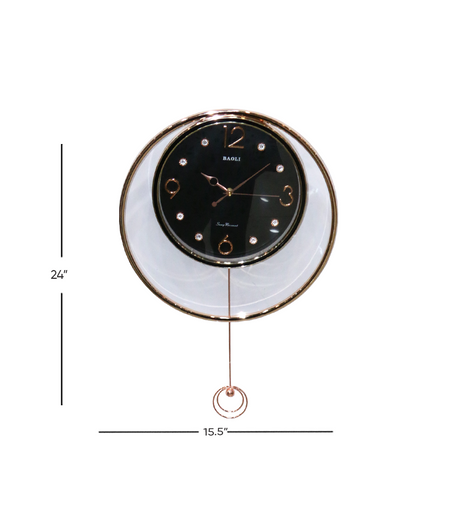 fancy wall clock with pendulum black 24''x15.5'' china 5841p
