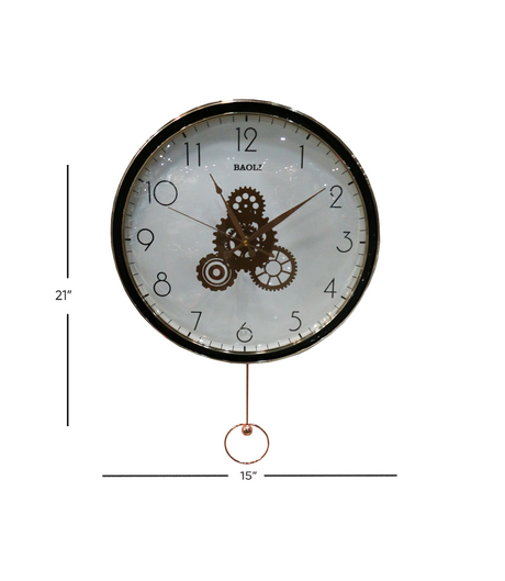 printed gear wall clock with pendulum 21''x15'' china 23345