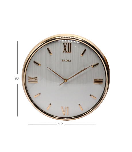 wall clock golden frame white 15'' china 51113
