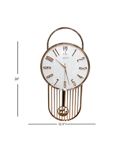 fancy wall clock white 26''x12.5'' china 23372n