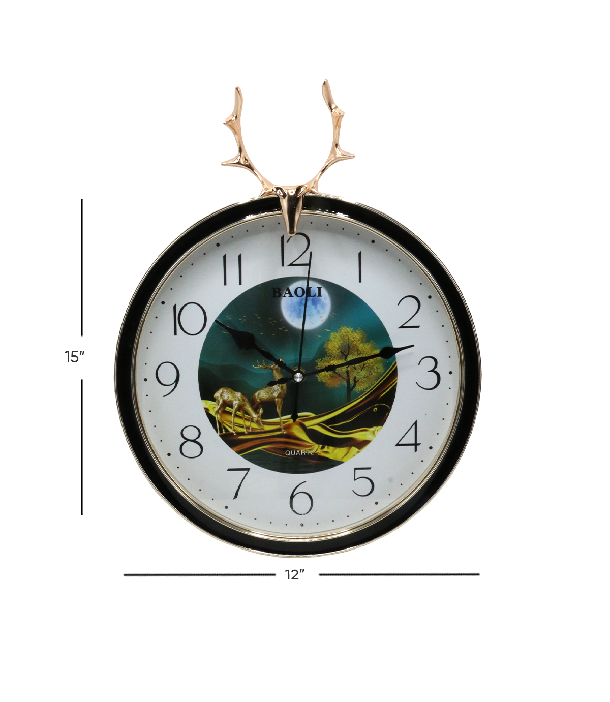 white wall clock deer 15''x12'' china 876904-2