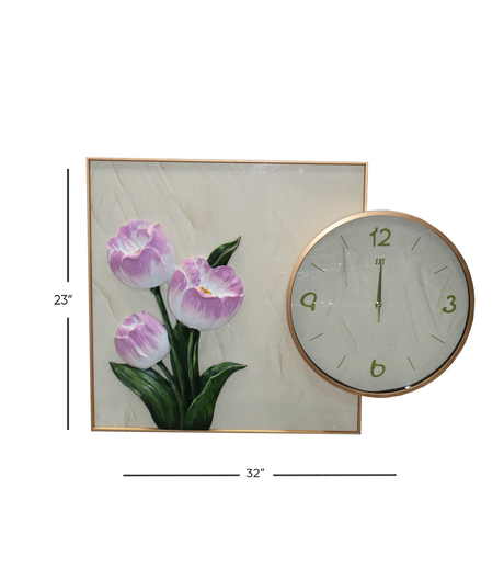 clock with embossed flower scenery 23''x32'' china d777