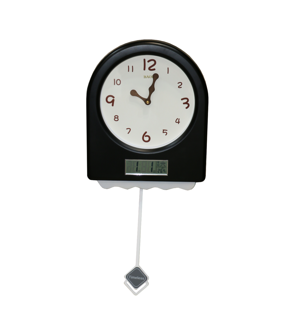 wall clock black hut with pendulum china d911