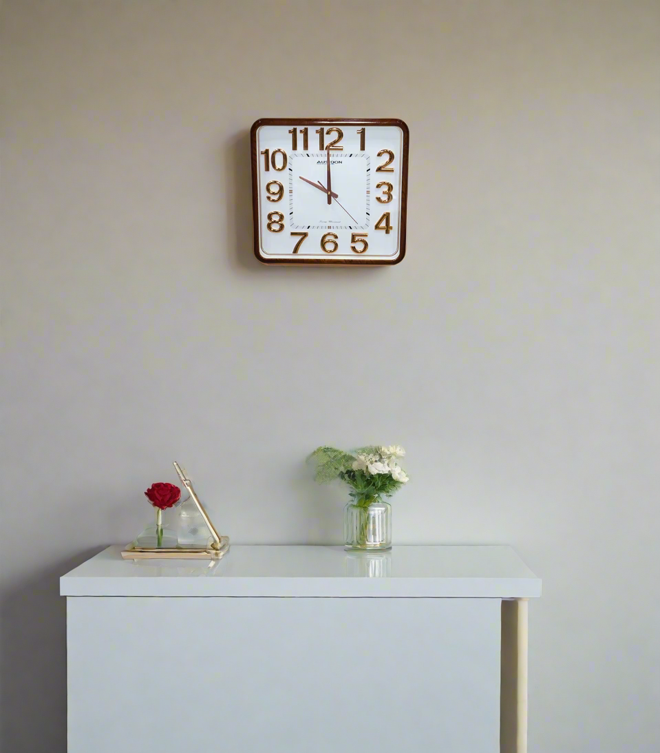 wall clock yellow wood china