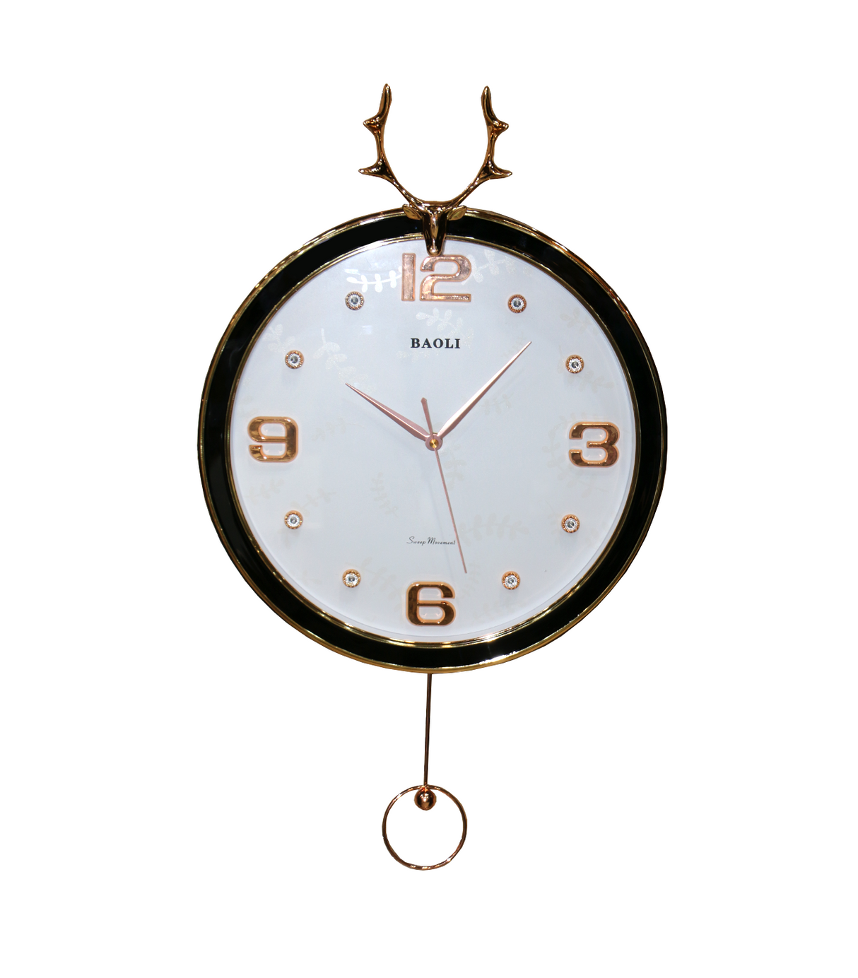 wall clock gold white with pendulum china