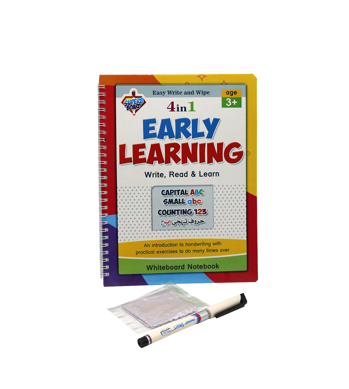 early learning book 4in1 age 3+ whiteboard notebook