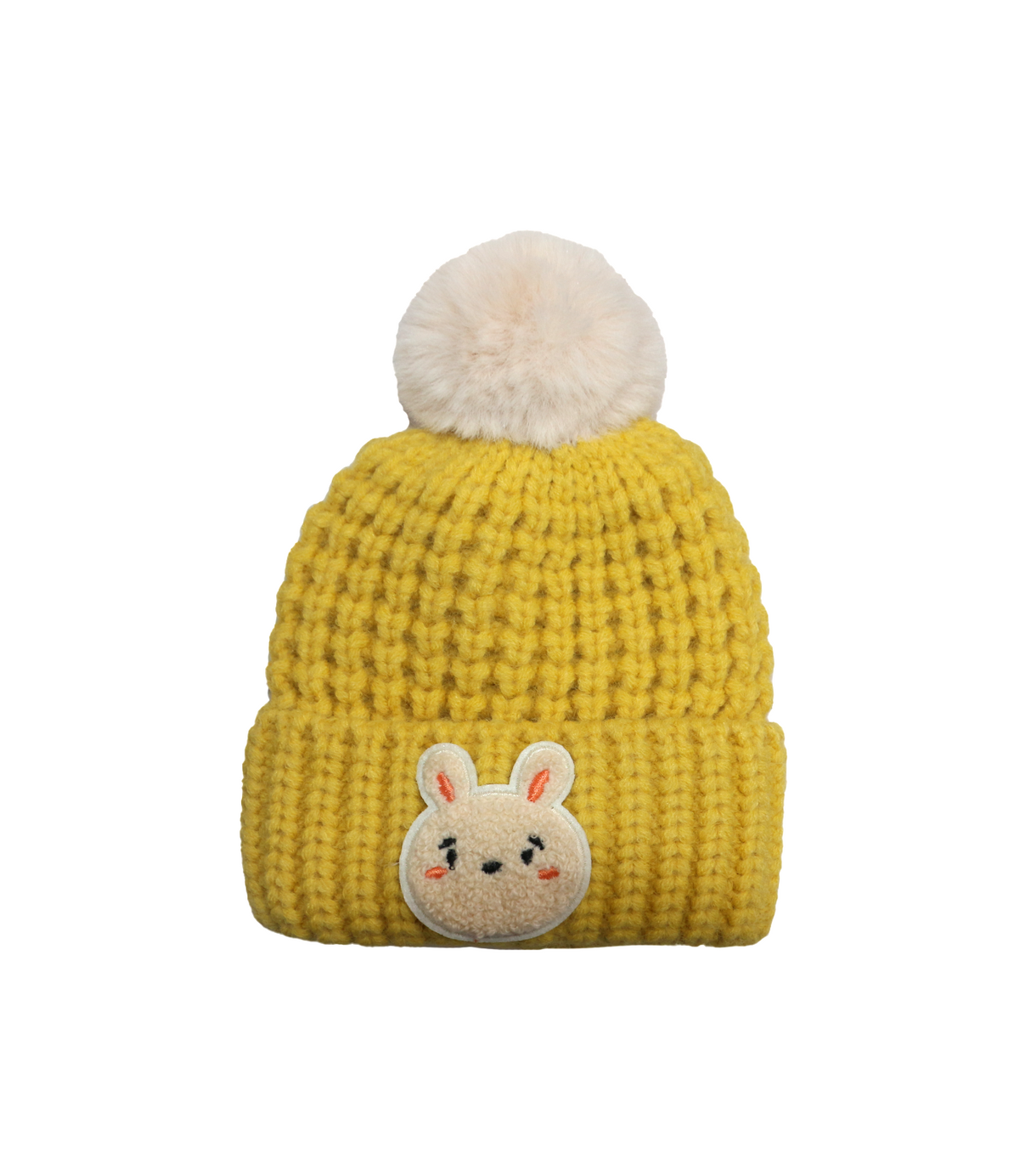 girl cap wool yellow bear