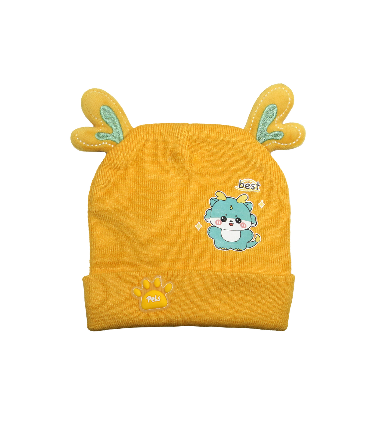 girl cap wool yellow cat