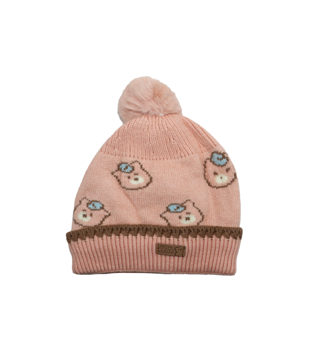 girl cap wool pink bear