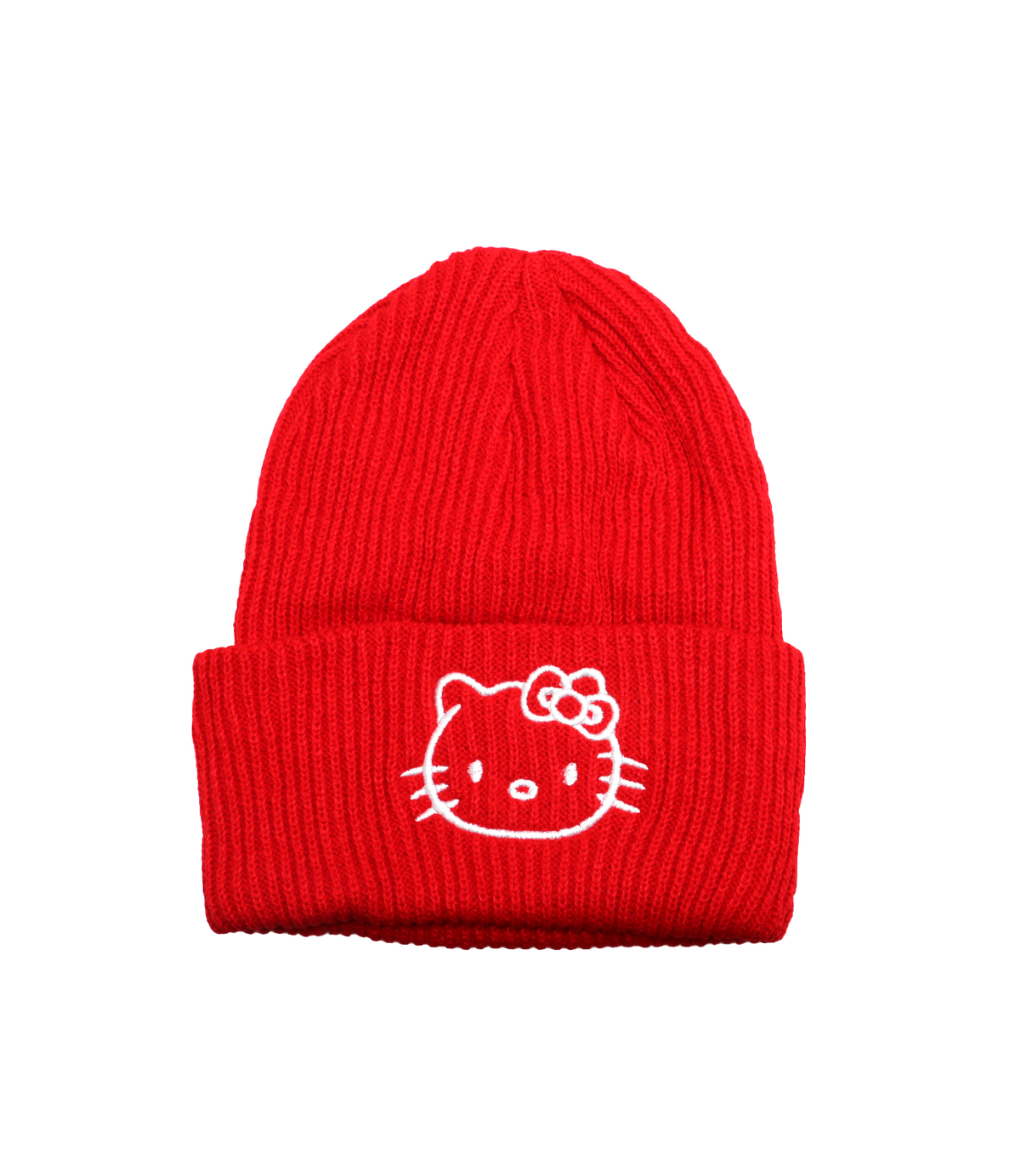 girl cap wool red wth white kitty