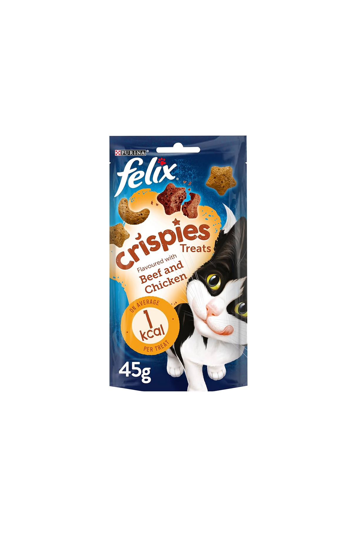 felix cat food crispies beef& chicken 45g