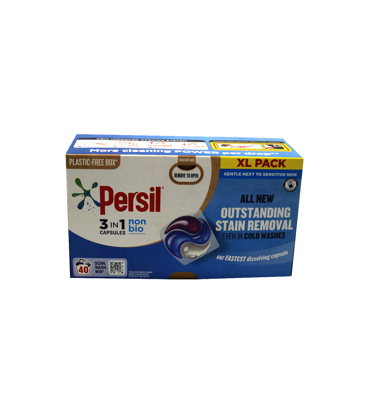 persil washing capsules 3 in 1 non bio 40 washes 844g