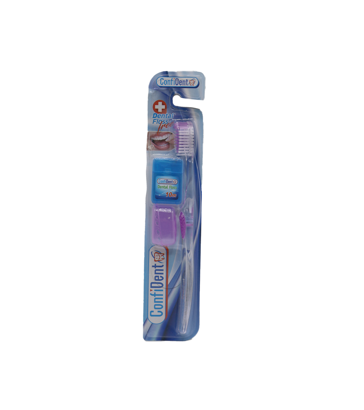 cofident tooth brush clear with dental floss