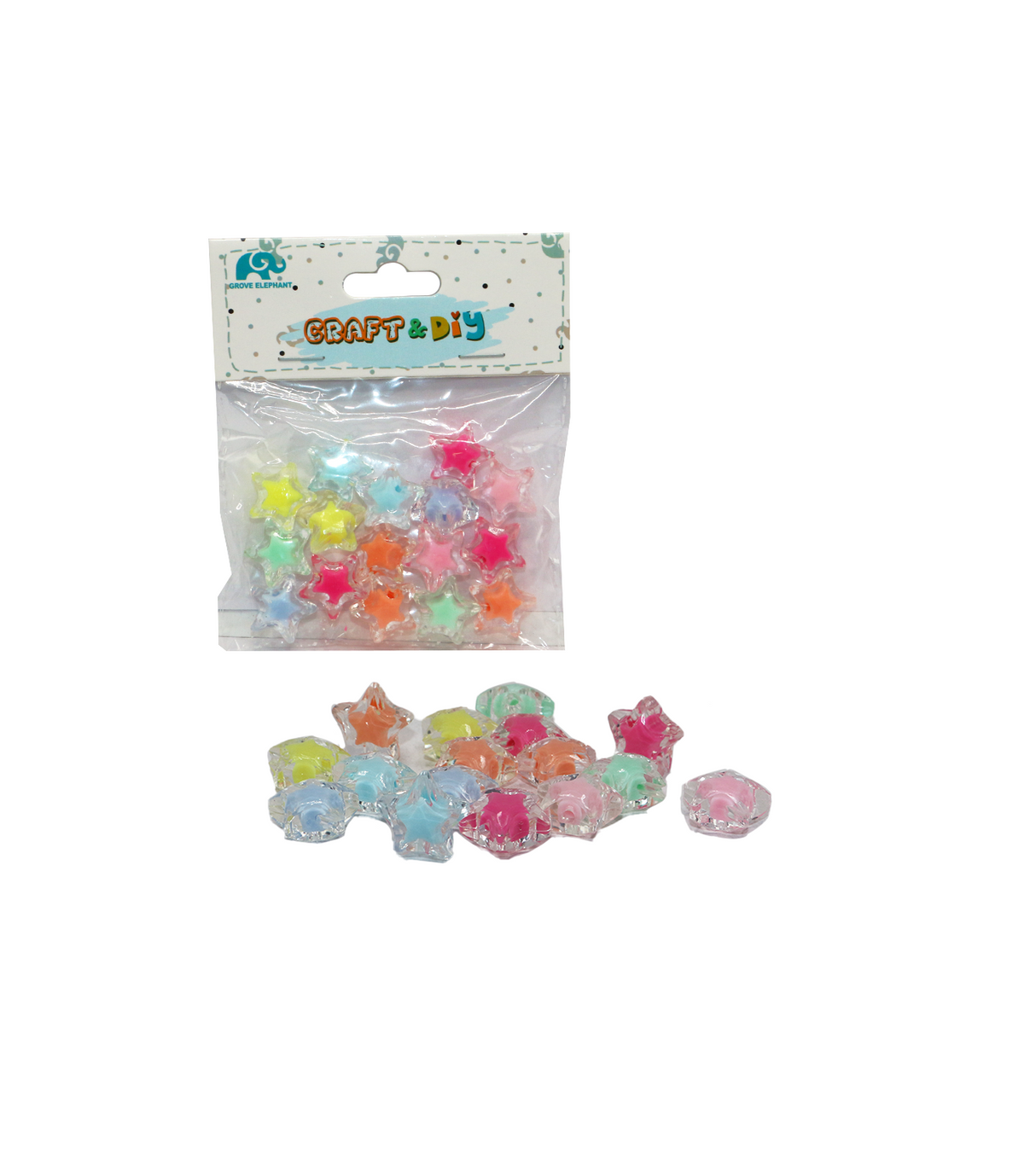 craft & diy star beads 15pc pack 7871