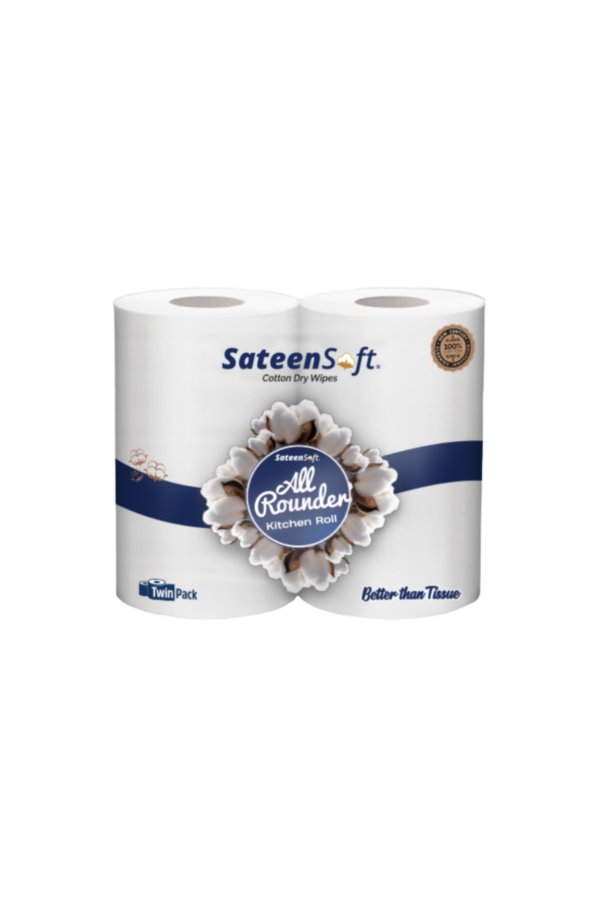 sateen soft tissue kitchen roll all rounder twin pack large